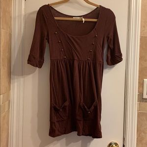 3/4 sleeve purple mini-dress